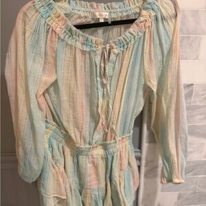 LoveShackFancy Pastel Striped Mini Dress